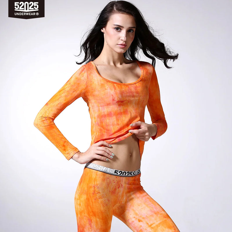 52025 Women's Tie-Dye Thermal Underwear – Lightweight Cotton-Modal Base Layer with Soft Stretch Comfort