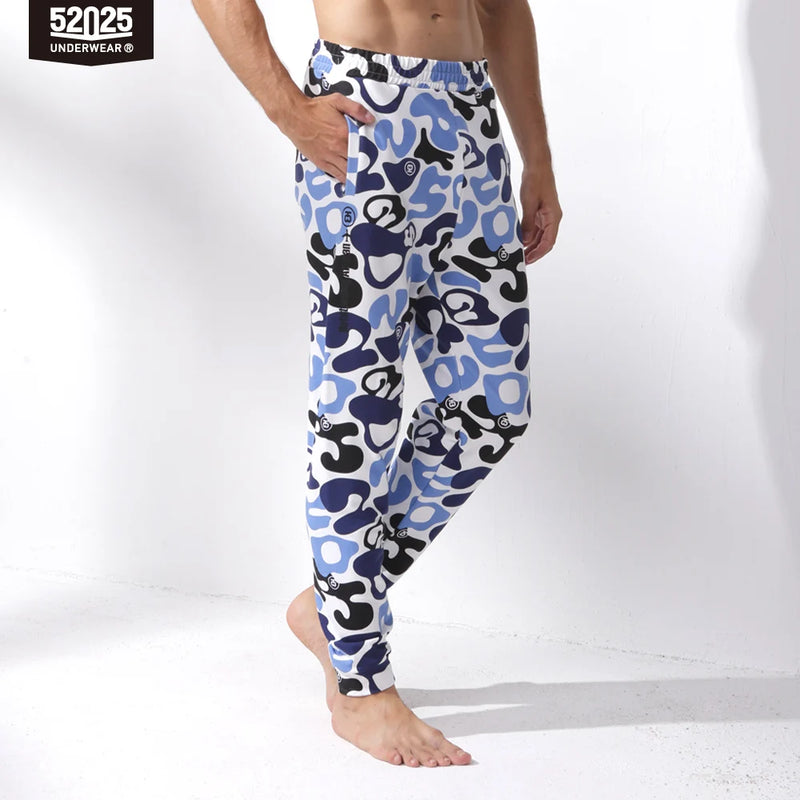 52025 Men's 100% Cotton Casual Lounge Pants – Camouflage Design, Side Pockets, Relaxed Comfort and Indoor-Outdoor Wear
