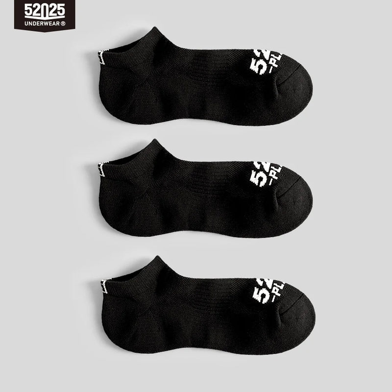 52025 Low-cut Athletic Socks 3 Pairs Breathable Cotton Sport Socks Quarter Ankle Low-rise Anti-drop Mens Socks Shorties 3pcs