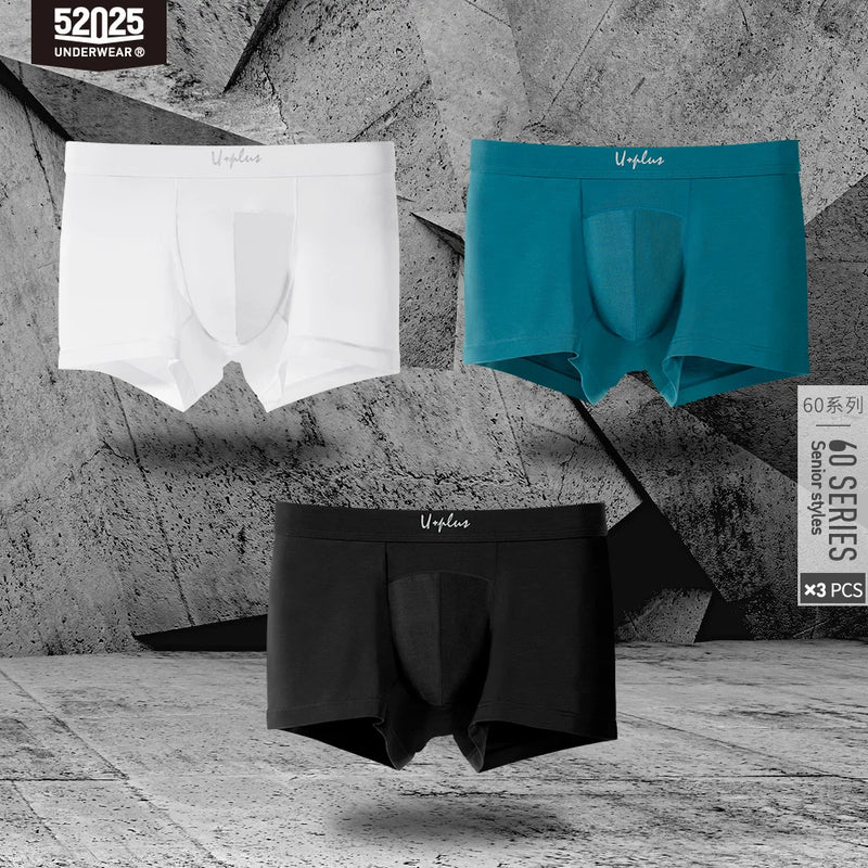 52025 Men's MicroModal Boxers (3-Pack) – Silky-Smooth Cooling Trunks with Anatomical U-Pouch Support and Second-Skin Feel