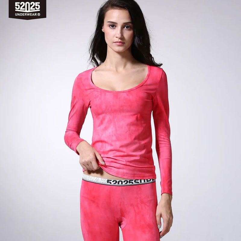 52025 Women's Tie-Dye Thermal Underwear – Lightweight Cotton-Modal Base Layer with Soft Stretch Comfort