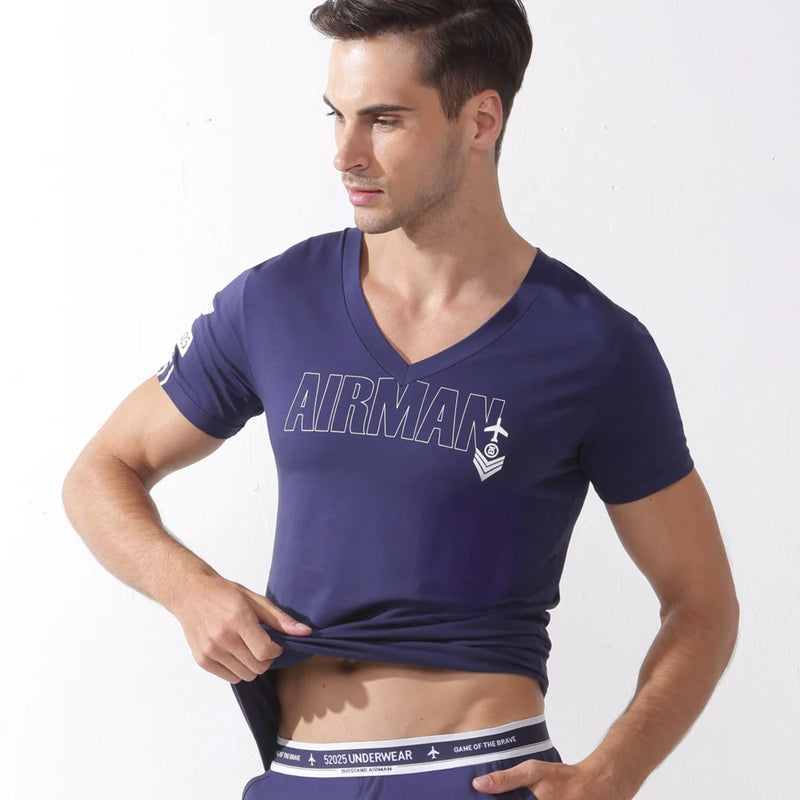 52025 Men's Cotton Modal Sleepwear Top – Ultra-Soft Breathable T-Shirt with Lightweight Comfort, Relaxed Feel and Modern Fit