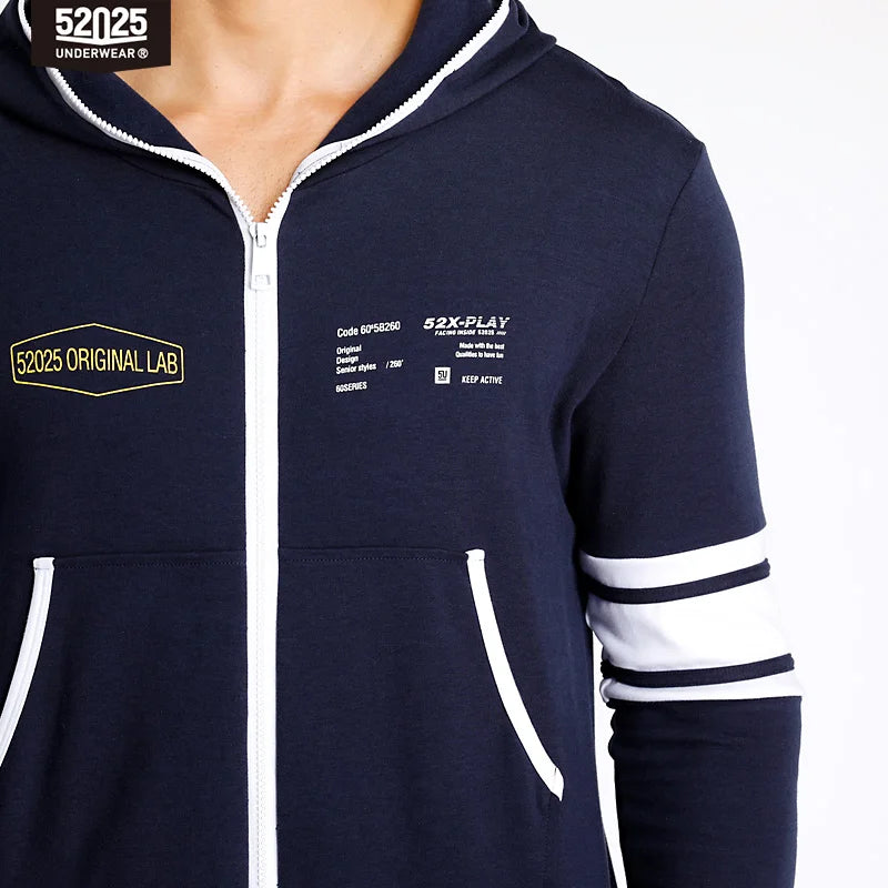 52025 Men’s Hooded Jumpsuit – One-Piece Cotton Pajamas, Comfortable Hooded Lounge Onesie for Men. Relax in Style and Comfort