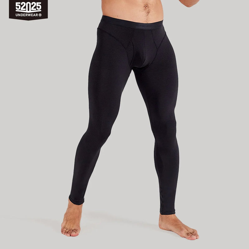 52025 Men's Performance Leggings – Lightweight Quick-Dry Athletic Tights with Hidden Stripe Texture and Body-Sculpting Fit