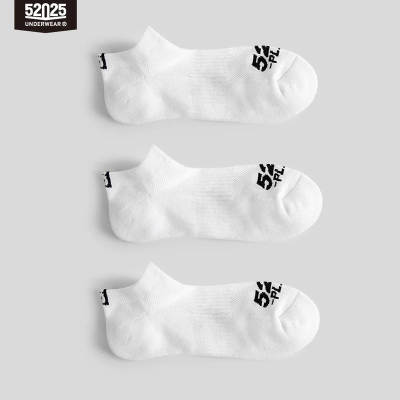 52025 Low-cut Athletic Socks 3 Pairs Breathable Cotton Sport Socks Quarter Ankle Low-rise Anti-drop Mens Socks Shorties 3pcs