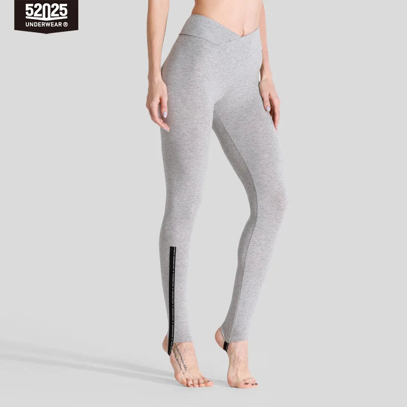 52025 Women's Cotton Modal Stirrup Leggings – V-Waist Design, Body-Contouring Fit, Everyday Comfort and Activewear Style