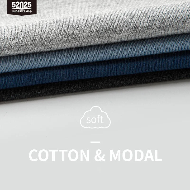 52025 Men's Cotton Modal Boxer Briefs (3-Pack) – Lightweight Breathable Underwear, Modern Fit and Exceptional Everyday Comfort