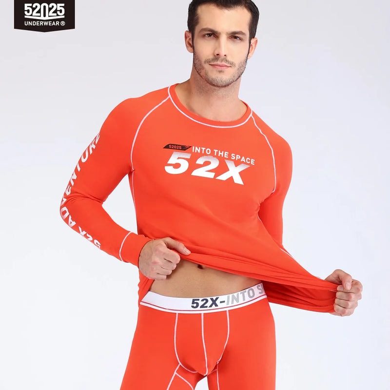 52025 Men's Fleece-Lined Thermal Underwear Set – Warm Cotton-Viscose Blend, Soft Winter Comfort and Cozy Everyday Fit