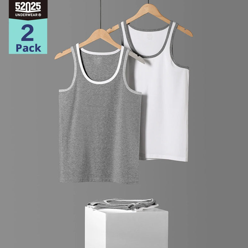 52025 Men's Cotton Modal Tank Tops (2-Pack) – Ultra-Soft Breathable Undershirts with Natural Stretch Comfort and Modern Fit