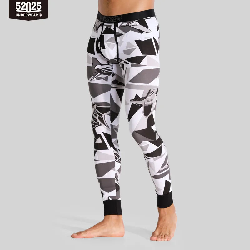 52025 Men’s Camouflage Thermal Leggings – Premium Cotton-Modal Blend with Eco-Friendly Print. Soft & Functional Men’s Pants