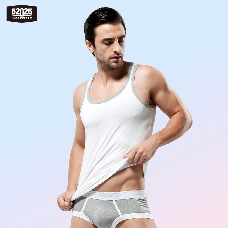52025 Men's Cotton Modal Tank Tops (2-Pack) – Ultra-Soft Breathable Undershirts with Natural Stretch Comfort and Modern Fit