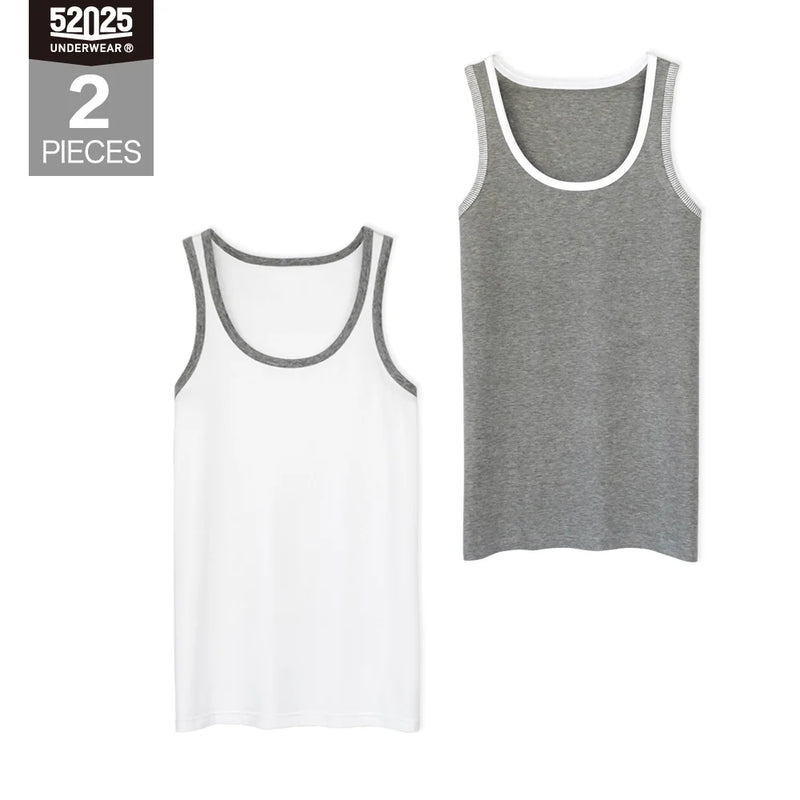 52025 Men's Cotton Modal Tank Tops (2-Pack) – Ultra-Soft Breathable Undershirts with Natural Stretch Comfort and Modern Fit