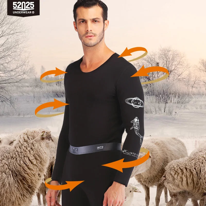 52025 Men’s Thermal Underwear with Cashmere – Premium Long Johns with Exquisite Workmanship. Warm & Comfortable Base Layer