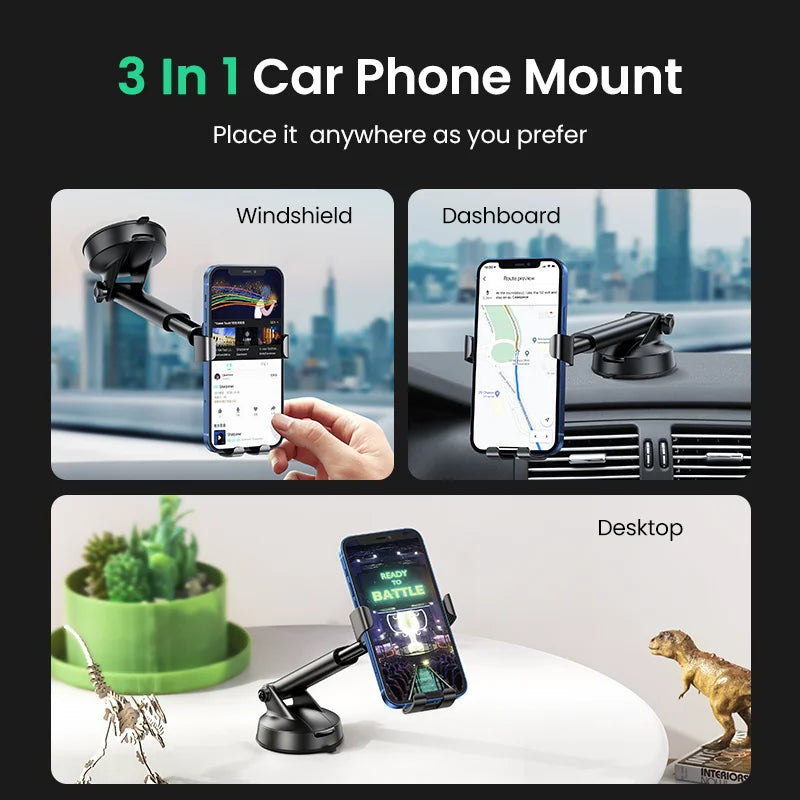 UGREEN Car Phone Holder Stand Gravity Car Suction Cup Phone Stand for Mobile Phone for iPhone 16 15 14 Pro Max  Xiaomi Samsung