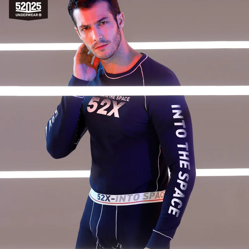 52025 Men's Fleece-Lined Thermal Underwear Set – Warm Cotton-Viscose Blend, Soft Winter Comfort and Cozy Everyday Fit
