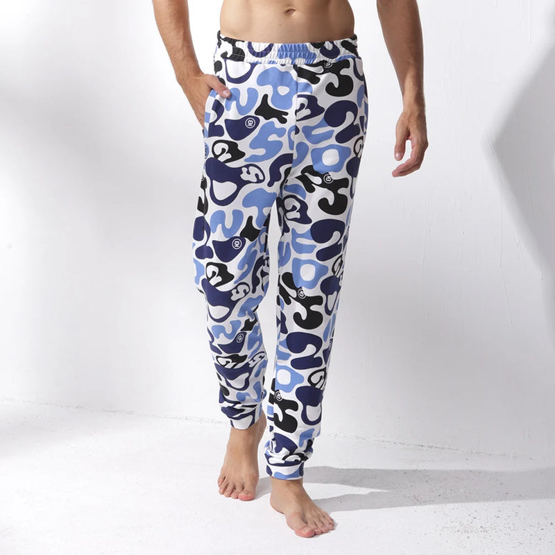 52025 Men's 100% Cotton Casual Lounge Pants – Camouflage Design, Side Pockets, Relaxed Comfort and Indoor-Outdoor Wear