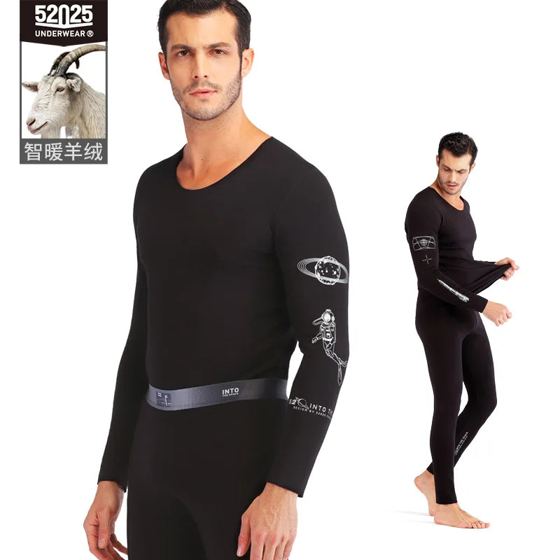 52025 Men’s Thermal Underwear with Cashmere – Premium Long Johns with Exquisite Workmanship. Warm & Comfortable Base Layer