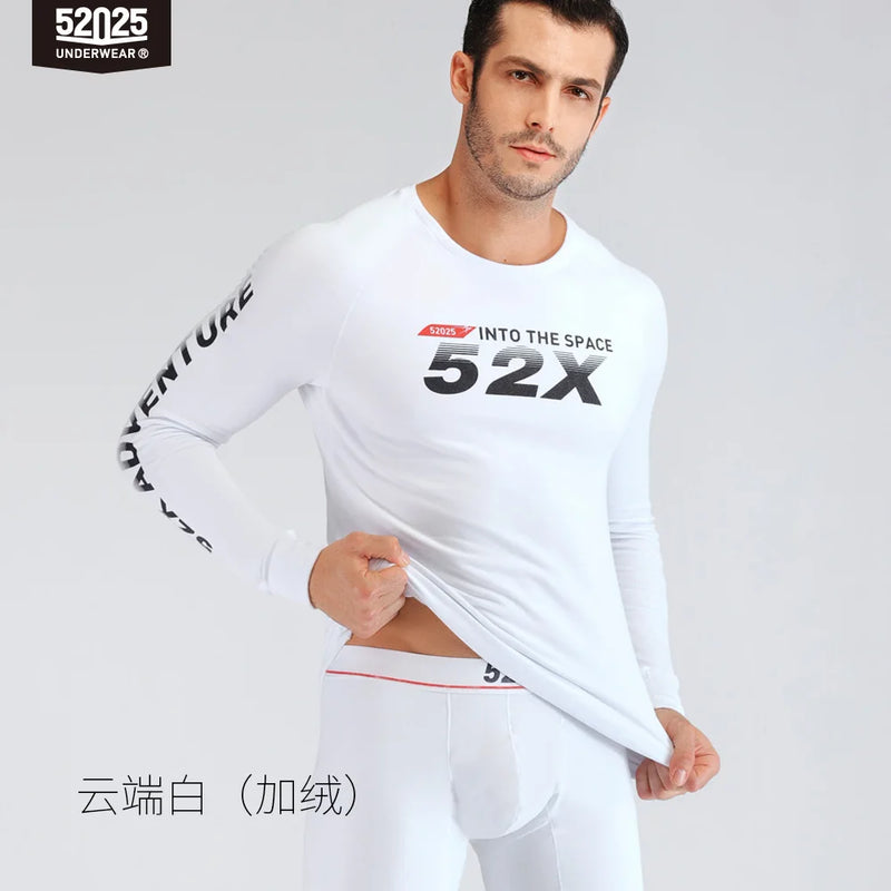 52025 Men's Fleece-Lined Thermal Underwear Set – Warm Cotton-Viscose Blend, Soft Winter Comfort and Cozy Everyday Fit