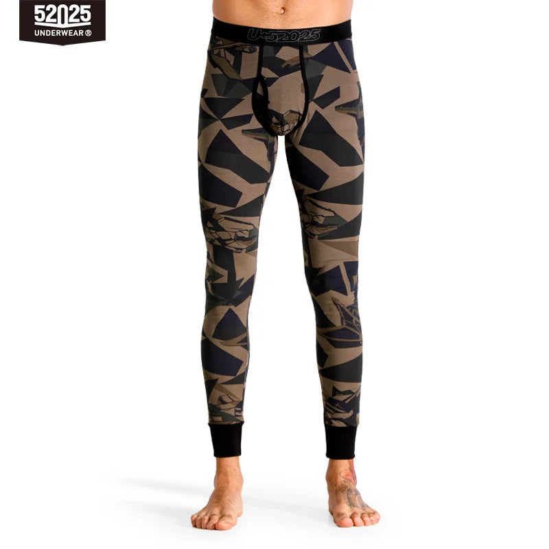 52025 Men’s Camouflage Thermal Leggings – Premium Cotton-Modal Blend with Eco-Friendly Print. Soft & Functional Men’s Pants