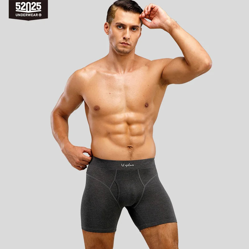 52025 Men's Cotton Modal Boxer Briefs – Ultra-Soft Breathable Underwear with Extended Coverage, All-Day Comfort and Modern Fit