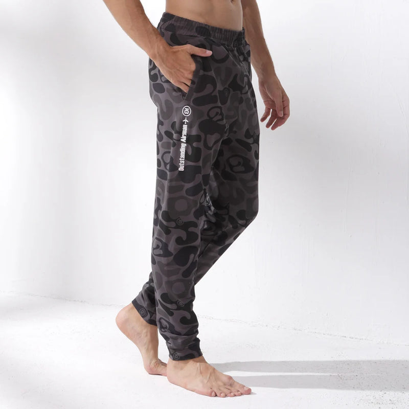 52025 Men's 100% Cotton Casual Lounge Pants – Camouflage Design, Side Pockets, Relaxed Comfort and Indoor-Outdoor Wear