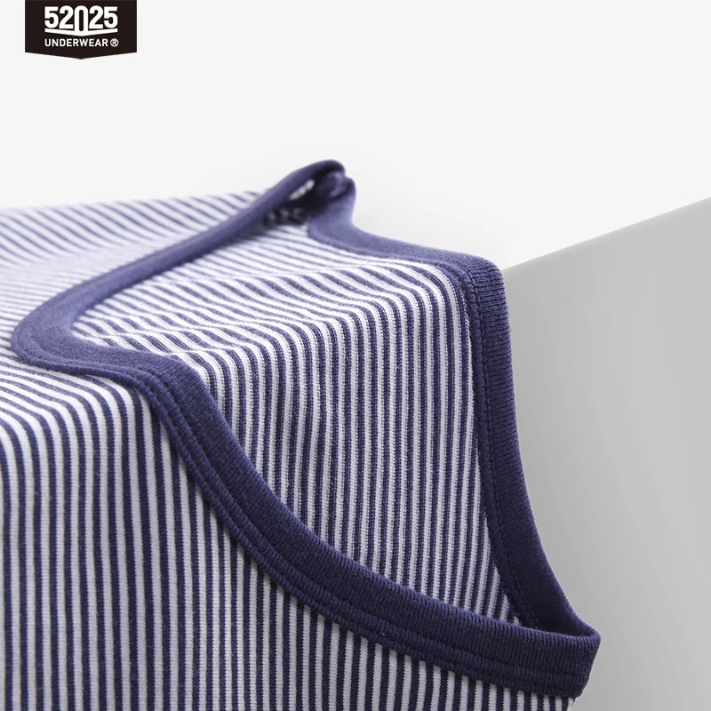 52025 Men's Striped Thermal Underwear – Lightweight Cotton-Modal Comfort, 3D Support Pouch and Breathable Fit
