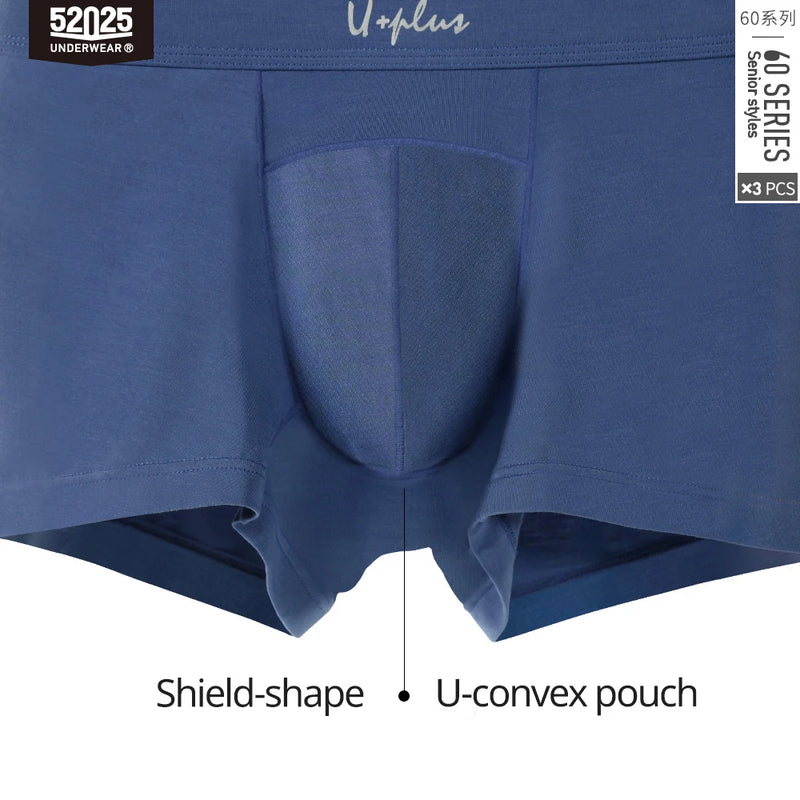 52025 Men's MicroModal Boxers (3-Pack) – Silky-Smooth Cooling Trunks with Anatomical U-Pouch Support and Second-Skin Feel
