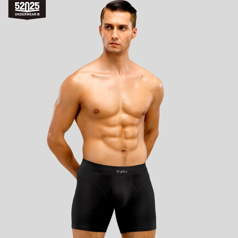 52025 Men's Cotton Modal Boxer Briefs – Ultra-Soft Breathable Underwear with Extended Coverage, All-Day Comfort and Modern Fit