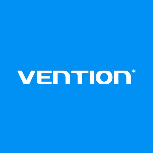 Vention logo on a blue background