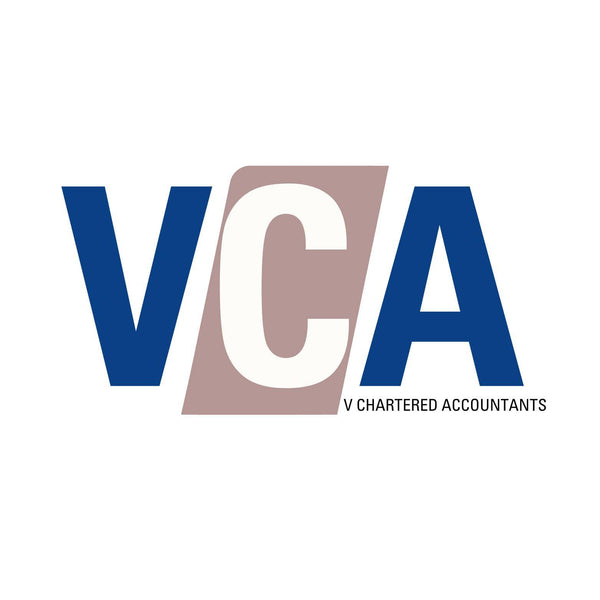 Logo of V Chartered Accountants with 'VCA' in blue and white on a white background