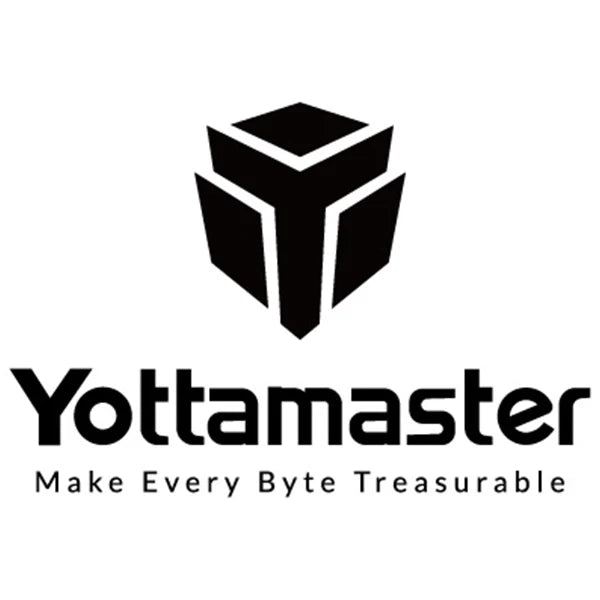Yottamaster logo with black geometric design on a white background