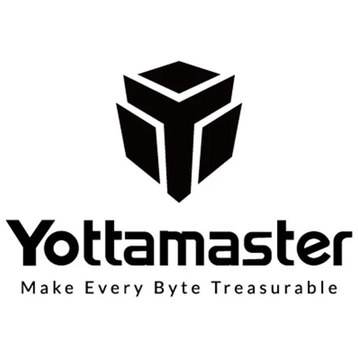 Yottamaster logo with black geometric design on a white background