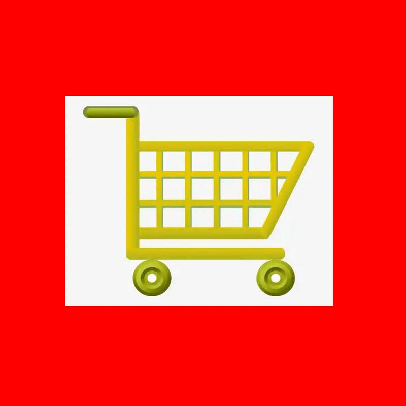Yellow shopping cart icon on a red background