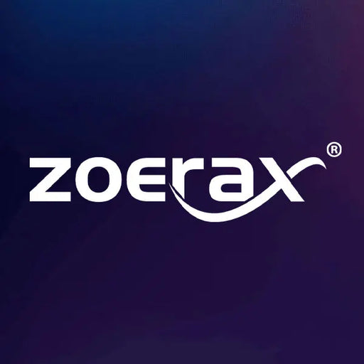 Zoerax logo on a dark blue gradient background