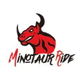 Logo of Minotaur Ride with a stylized bull and red and black color scheme.