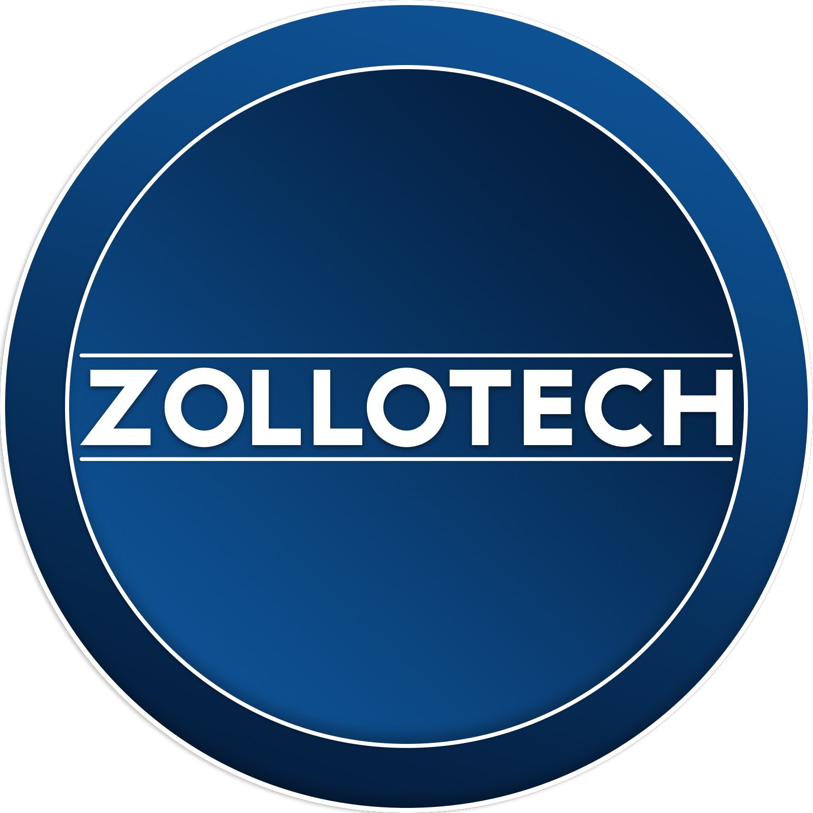 A circular blue badge or sticker featuring the word 'ZOLLOTECH' in bold white capital letters, centered on a white background.