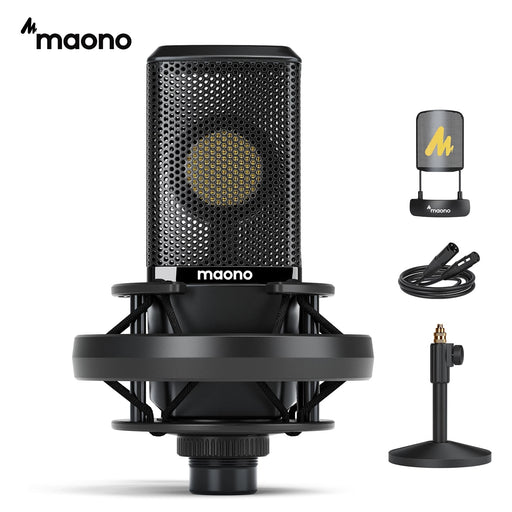 MAONO XLR Condenser Microphone All Metal with 34mm Large Diaphragm Cardioid Studio Mic for Recording, Podcasting, Streaming,DJ