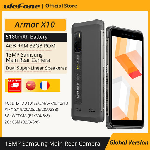 Ulefone Armor X10 Rugged Phone Global Version Waterproof Smartphone 4GB +32GB 5180mAh telephone 5.45“ Android 11 Phone NFC 13MP