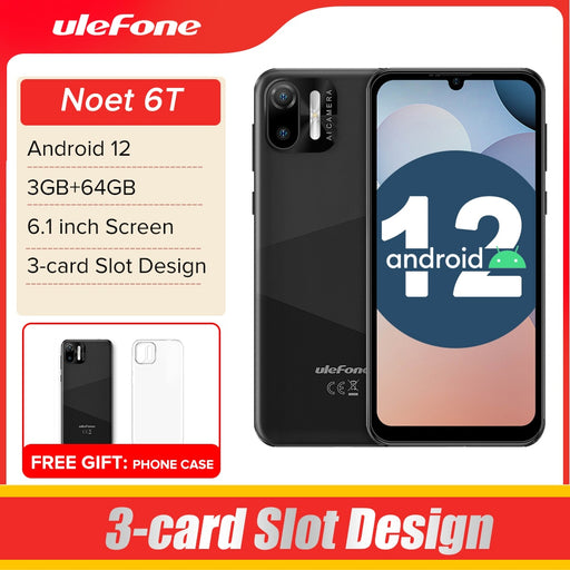 Ulefone Note 6T Smartphone Android 12 64GB ROM 6.1&quot; 3300 mAh 4G Celular Phone 13MP Camera 128GB EXpandable 3-card Slot