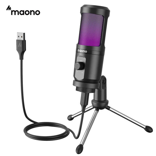 Gaming USB Microphone MAONO Desktop Condenser Podcast PC Computer Microfono Mic with Gain For Recording, Podcasting, Streaming,