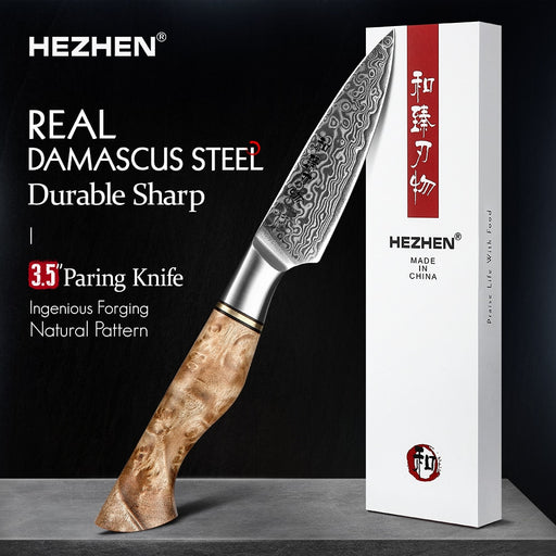 HEZHEN 3.5 inch Paring Knife Real 67 Layer Damascus Super Steel Cook Knife Super anti rust Sharp Blade Fruit Kitchen Knife China