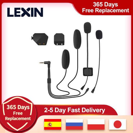 LEXIN LX-ET COM intercom headset&amp;clip set for full/half helmet with High quality and Loud Sound Bluetooth Headphone Jack Plug Default Title