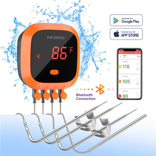 INKBIRD Waterproof IBT-4XC Wireless BBQ Digital Thermometer USB Rechargable Battery With Probe&amp;Timer For Oven Meat Grill Smoker Default Title