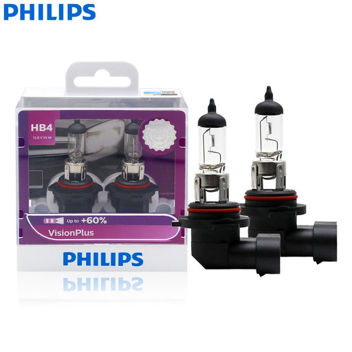 Philips 9006 HB4 VisionPlus 12V 55W P22d Halogen Car Headlight VP +60% More Bright Light Auto Lamp Original Bulb 9006VPS2, 2X Default Title