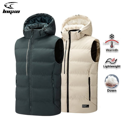 LNGXO Unisex Down Thermal Vest Hiking Camping Hunting Fishing Outdoor Warm Vest Men Women Lightweight Reflective Winter Jacket