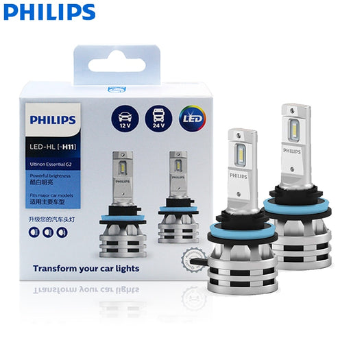 Philips LED H11 Ultinon Essential LED Gen2 12V/24V 24W LED G2 6500K Fashion White Light Auto Lamps Truck Bulbs 11362UE2X2, 2pcs Default Title