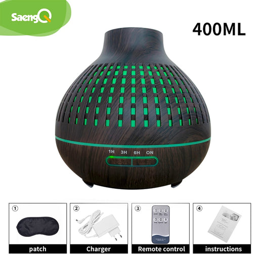 saengQ Aroma Diffuser Electric Humidifier Air Humidifier Remote Control Cool Mist Maker Fogger Essential Oil Diffuser LED Lamp coffee 400ml China