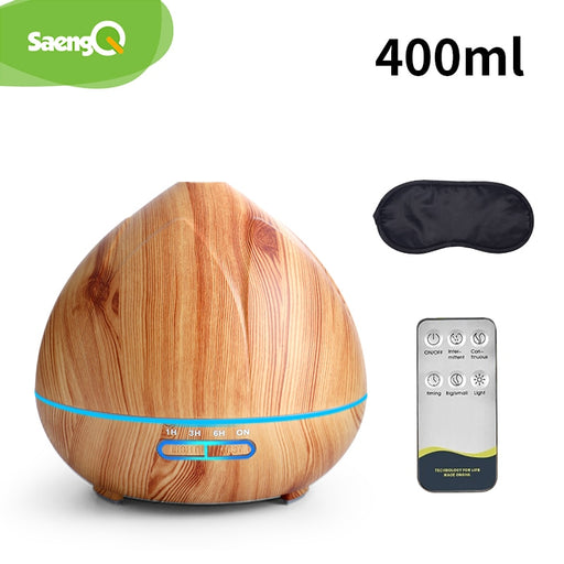 saengQ Electric Humidifier Aroma Diffuser Air Humidifier Remote Control Cool Mist Maker Fogger Essential Oil Diffuser LED Lamp brown 400ml China