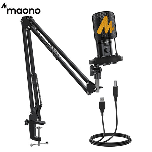 MAONO USB Microphone Professional Condenser Computer Mic with Gain PoP Filter Shock Mount for Podcasting Gaming Recording PM461