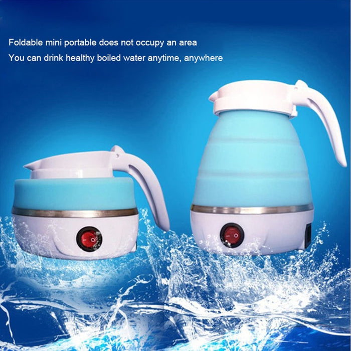 saengQ Travel Household Folding Kettle Silicone304 Stainless Steel Portable Kettle Compression Foldable Leakproof 600ml